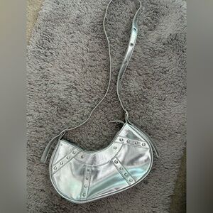 SHEIN Silver Quilted Shoulder Bag